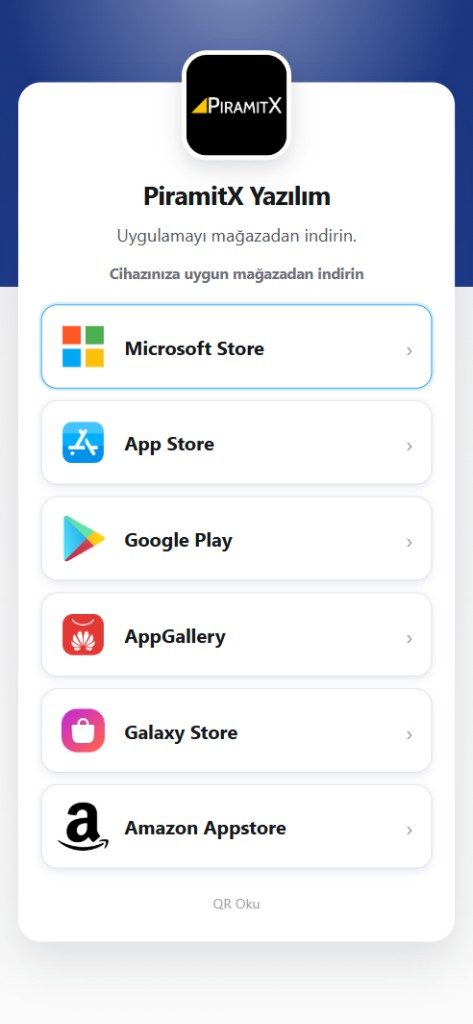 Uygulama mağazaları QR örnek sayfası