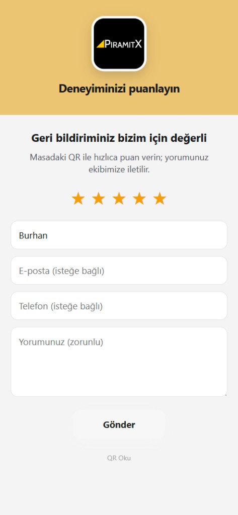 Geri bildirim QR örnek sayfası