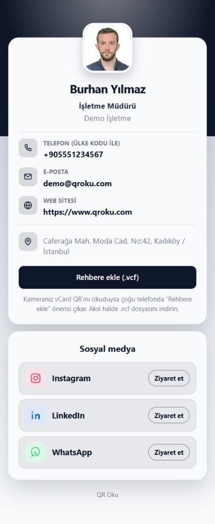 vCard QR örnek sayfası